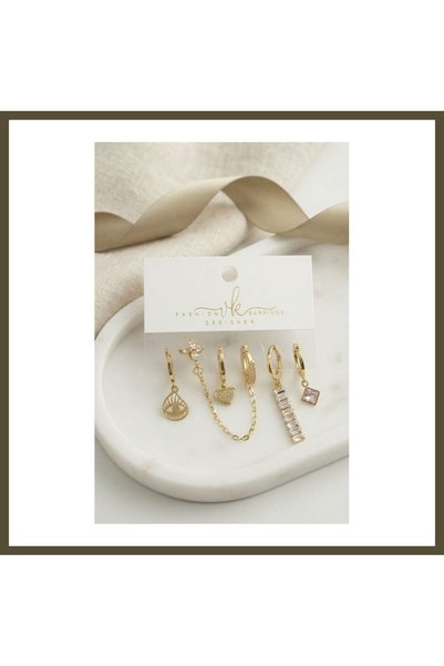 northcity n Gold-Tone Brass Baguette Earrings with Zircon Stone Embellishment...