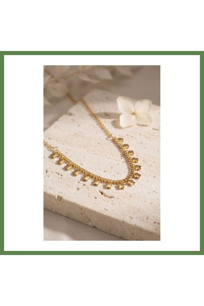 Hobibahçem Gold-Plated Brass Clover-Shaped Modal Women's Necklace HB006