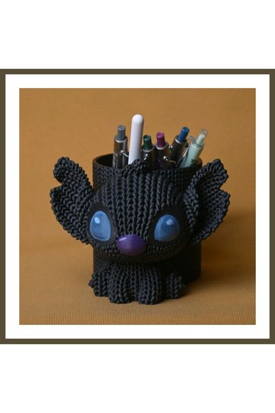 northcity n 3D-Printed Knitted Pencil Holder - Cute Character Desktop Pen Org...