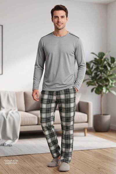 Jiber Men's Gray Long-Sleeved Pajama Set