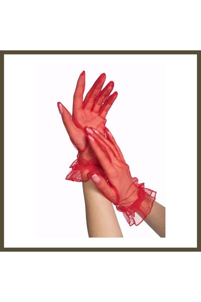 northcity n Short-Sleeved Stretch Fabric Guipure Lace Adult Tulle Gloves, Red...