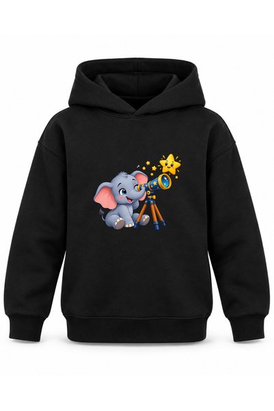 ROOSTER GOLD "Animal Friends" Printed Black Kids' Hooded Sweatshirt