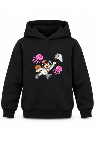ROOSTER GOLD "Friends of the Sea" Printed Black Children's Hooded Sweatshirt