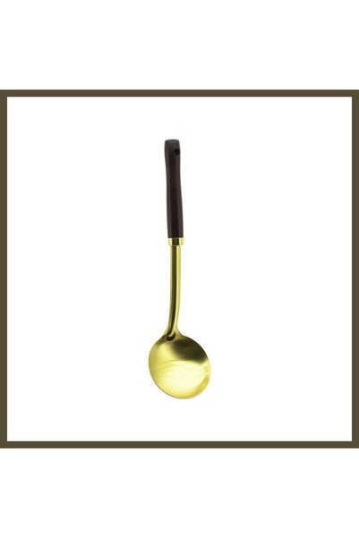 northcity n Metal Serving Spoon with Strappy Wooden Handle, 35 cm, Gold BX