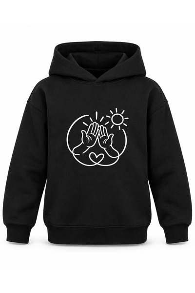 ROOSTER GOLD Black Children's Hooded Sweatshirt with Striped Print