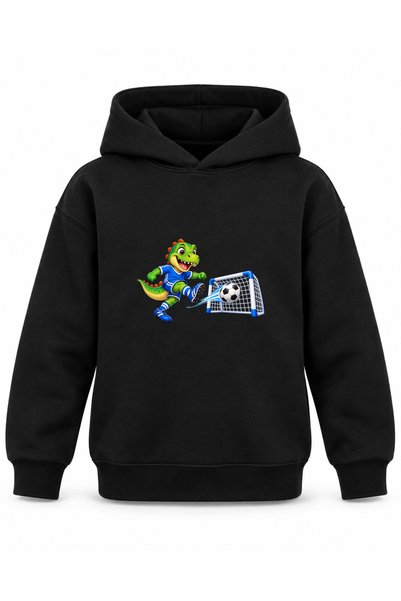 ROOSTER GOLD Black Kids' Hooded Sweatshirt with Soccer Print