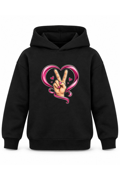 ROOSTER GOLD Black Children's Hooded Sweatshirt with Striped Print