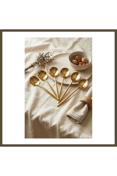 northcity n 6-Piece Luxury Gold Stainless Steel Dinner Spoon Set (21 cm) BX