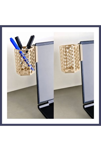 Generic Brand 3D-Printed Monitor Pen Holder - Hexagonal Laptop Edge Pen Holde...