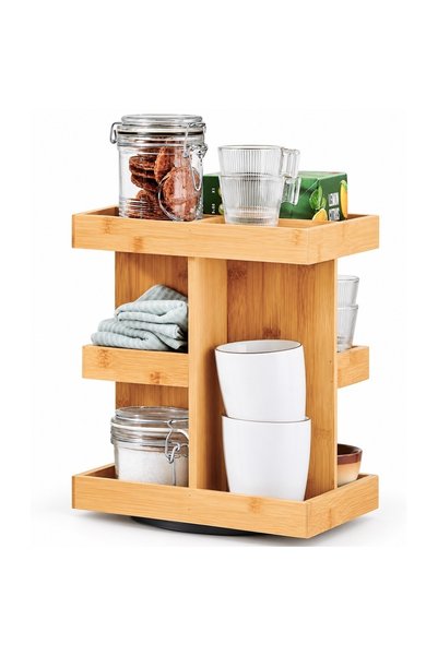 PUFO Moderno Bamboo Kitchen Lazy Susan, 3-Tier 360° Rotating Organizer, 22.5 ...