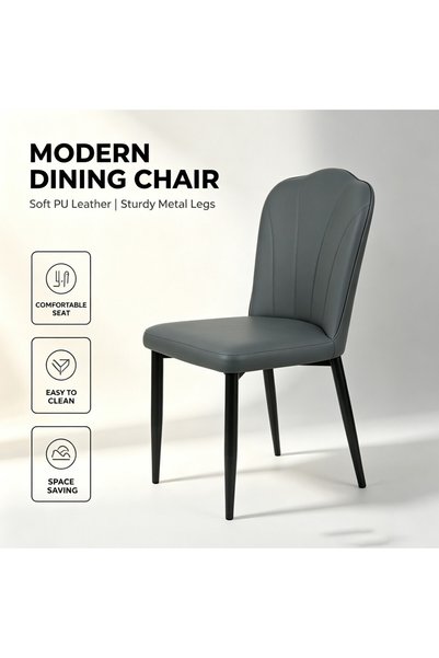 Arabest Vertical Stitching High-Arched Backrest Dining Chair, Armless PU Upho...