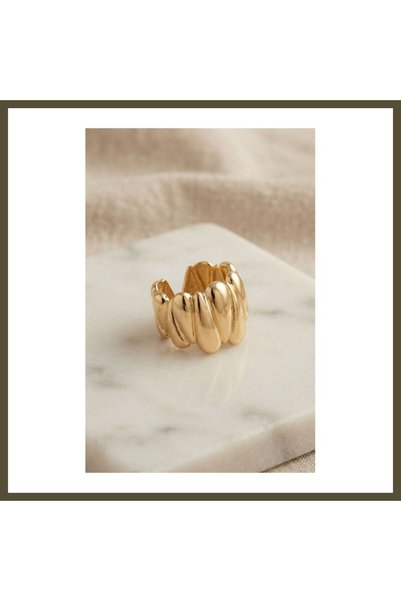 northcity n Gold-Colored Bohemian Ring with Checkered Band BX