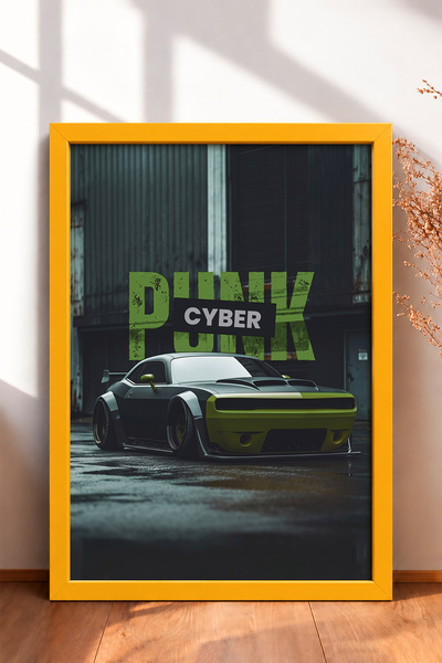 HOMEPACK Green and Black Wide-Body Muscle Car Framed Art Print / Car Poster f...