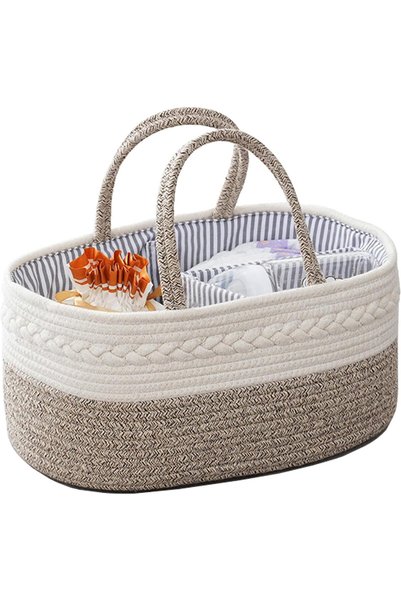 GENERAL Baby Nappy Caddy, Nappy Organiser, Nursery Bohemian cotton rope stora...