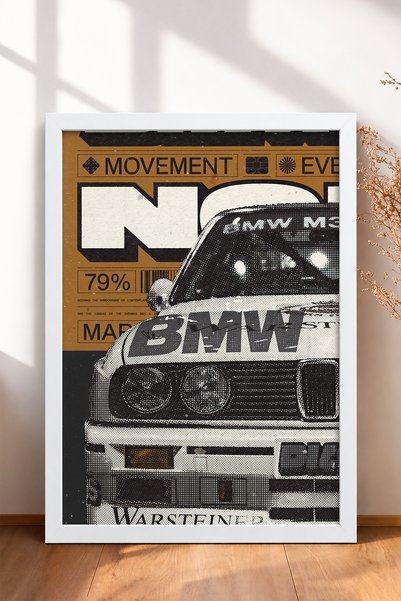 HOMEPACK Dot-Print Retro German Race Car Framed Art Print Car Poster Wall Dec...