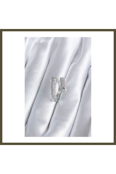 northcity n Silver-Plated Brass Ring with Zircon Stones, Nail-Style, for Wome...