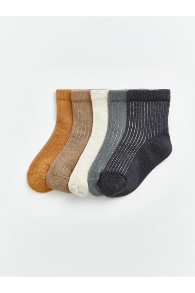 LC Waikiki Striped Ribbed Boys' Socks, Pack of 5 (W6)