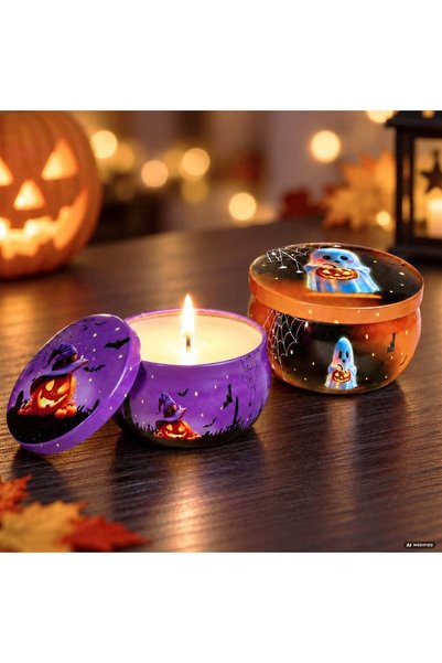 OEM Lumanare Parfumata de Halloween in Cutie Metalica cu Figurina Ø6x4cm