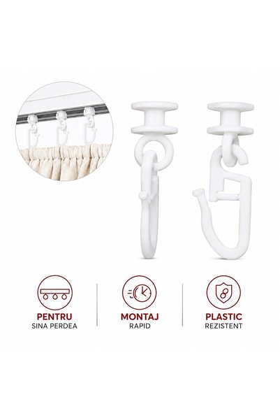 VARENTIS Cârlige pentru galerie, sistem 2-în-1, plastic durabil, compatibile ...