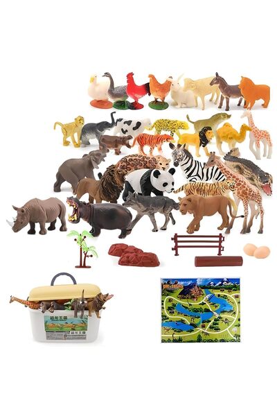 Soofam Mini Animal Figures Toy, 30pcs Mini Jungle Toys Set, Realistic Wild Vi...