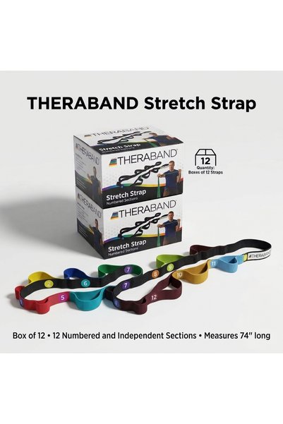THERABAND Stretch Strap, Elastic Stretching and Flexibility Training Strap wi...