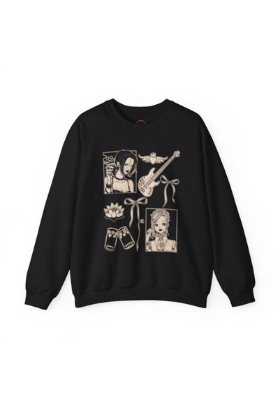 Vordevia Nana & Hachi Anime-Printed Cotton 3-Ply Brushed Inside Crew Neck Ove...