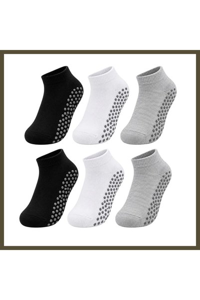 northcity n Children's Non-Slip Underlay Socks, 6-Pack Set: Black, White, Gra...