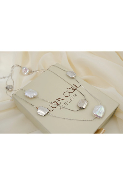 ATELİER TUĞBA KOL874 SILVER-COLORED BAROQUE NECKLACE WITH PEARL DETAILS