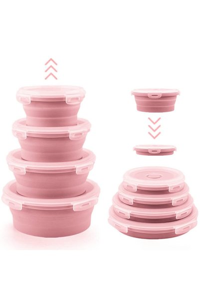 GENERAL Collapsible Bowls for Camping, Set of 4 Round Silicone Food Container...