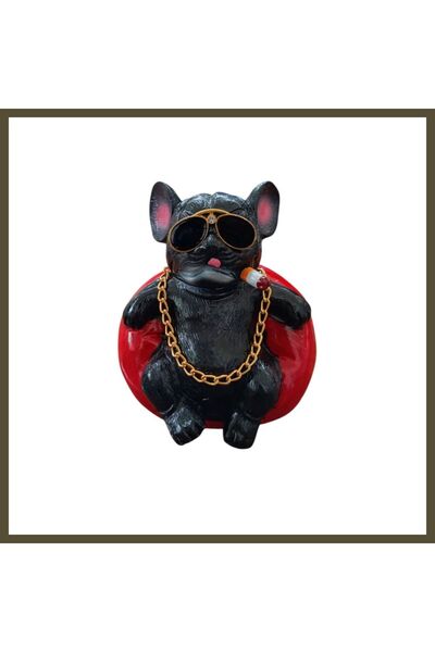 northcity n Pitbull Figurine Dog—Sitting Model—Dashboard Car Decor—Black BX