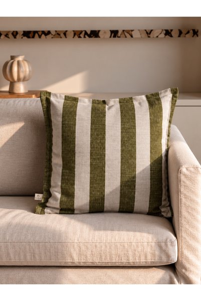 needle home textile .decoration LINE GREEN CUSHION COVER (50X50)