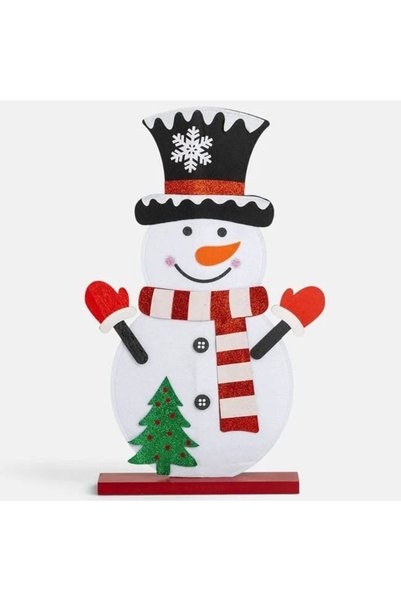 OEM Figurină decorativă de Crăciun Om de zăpadă din pâslă 29x44.5cm, DCJ964 -...