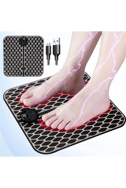 JOYZZZ Foot Massager Pad, Portable Electric Mat with 10 Modes and 20 Intensit...