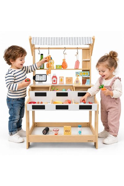 mamabrum magazin alimentar din lemn pentru copii, 38 accesorii