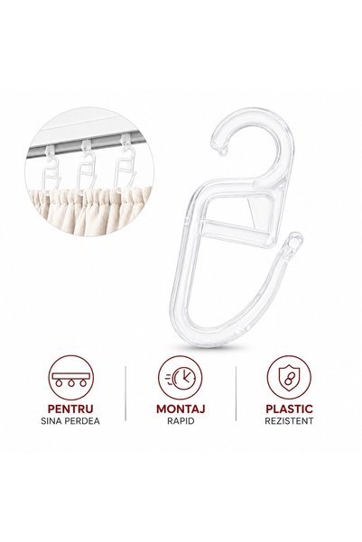 VARENTIS Cârlige pentru perdele plisate, plastic durabil, instalare rapidă, g...