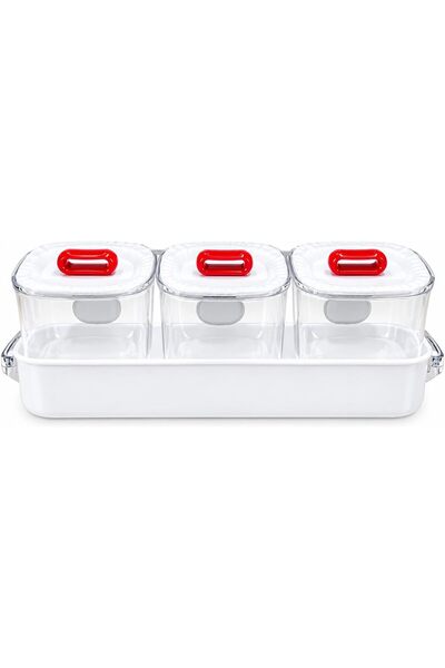 Generic Storage Container Set of 3 with Spoon & Serving Tray, Clear