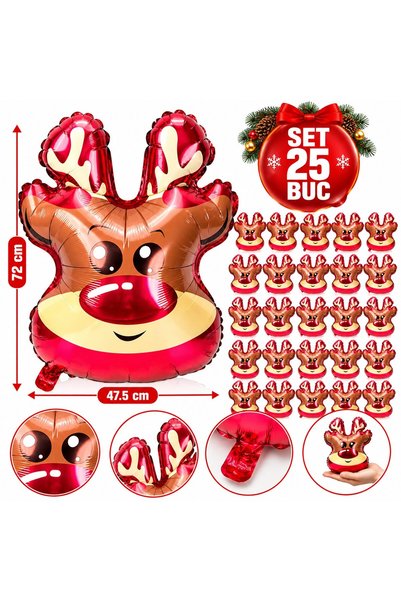 VARENTIS Set de 25 de baloane decorative de Crăciun, VARENTIS, Ren Rudolf, 72...