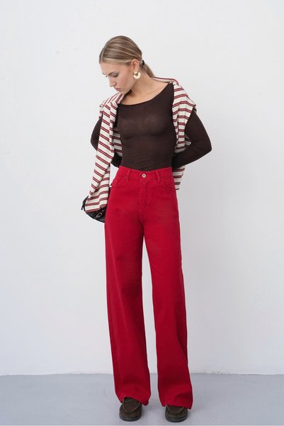 macharel jeans Γυναικείο Ψηλό Τζιν Παντελόνι Palazzo