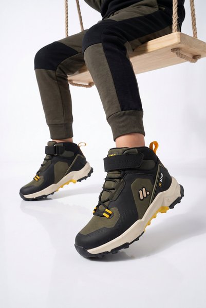 Minicankids Black and Khaki Boys' Outdoor Boots with Velcro Straps and Non-Sl...