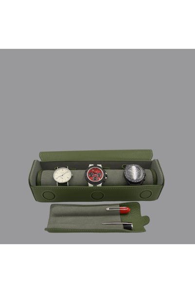 Other Green watch and pen case.