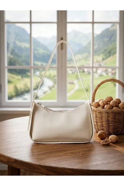 YMZBAG Krem Mat Kadın Baget El Çantası