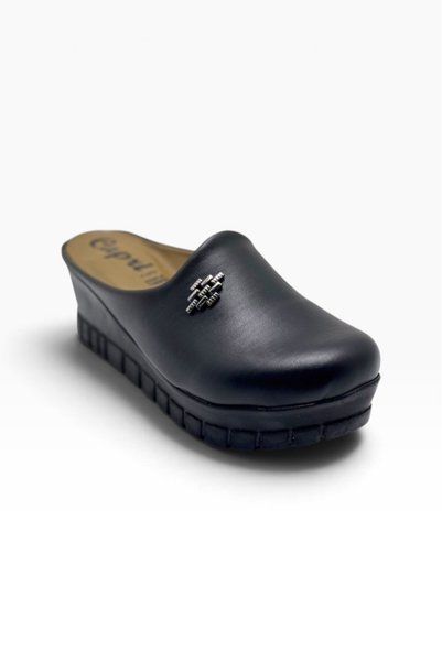 CAPRİ 9021-27 Leather Buckled Padded Cushioned-Sole Sabot Women's Slippers