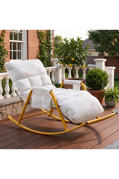 Sumkyle Outdoor Rocking Chair with Metal Frame, Adjustable Papasan Rocker, Wa...