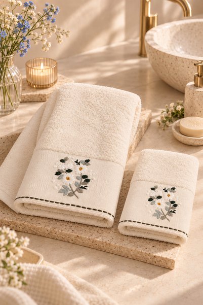 Nazik Home Sueno cvetno vezeni peškir za lice (50 x 90 cm)
