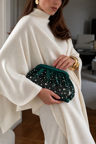 Ad Astra Atelier Custom-Designed Velvet Evening Bag embellished with stones -...