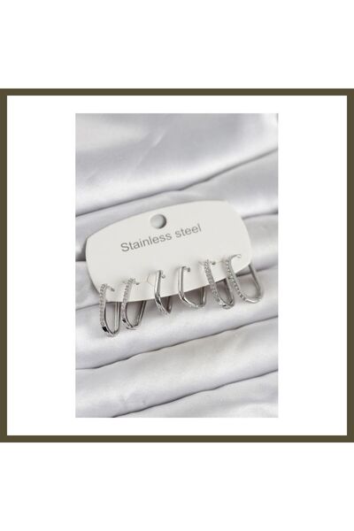 northcity n مجموعة من 6 أقراط نسائية بتصميم هندسي، مصنوعة من الفولاذ 316L، با...