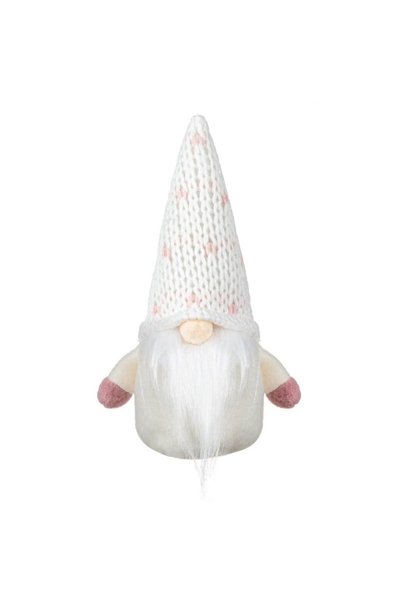 OEM Figurină Gnom de Crăciun, Pălărie Albă - Roz, 17cm (DCJ642) - Momente Ideale