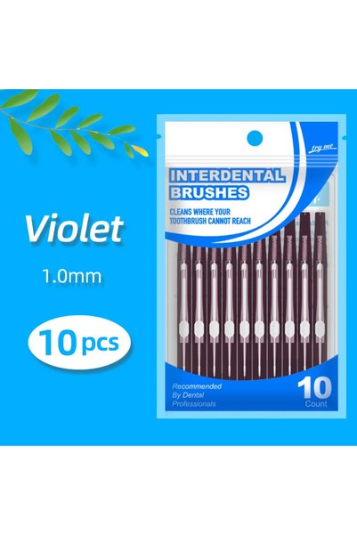 Violet أعواد تنظيف بين الأسنان باللون البنفسجي (1.0 مم) - 10 قطع