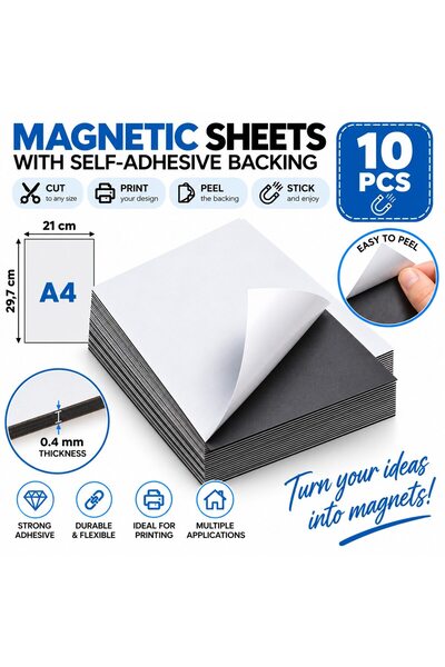 VARENTIS Set de 10 foi magnetice autoadezive A4 21 x 29,7 cm, grosime 0,4 mm,...
