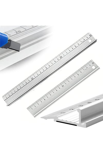 TERRIFI Metal Ruler Set with Raised Grip for Precise Cutting and Measurement,...
